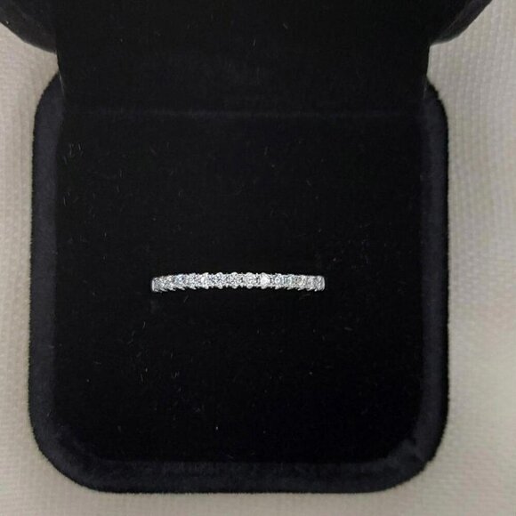 Genuine Moissanite 925 Sterling Silver Wedding Engagment Band Ring - Picture 1 of 11